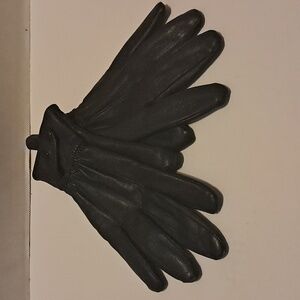 Women Black Leather Gloves with Double Snap Driving Outerwear Soft Comfy